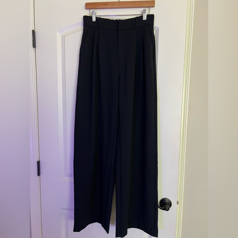 Abercrombie & Fitch Black High Waisted Tailored Wide Leg Pants